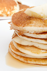 Image showing Pancakes With Butter and Maple Syrup