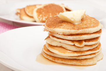 Image showing Pancakes With Butter and Maple Syrup