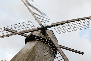 Image showing Blades of an old wooden windmill, a close up