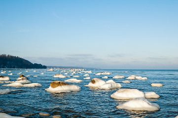 Image showing  ice-covered stones along the shores of the Baltic Sea 