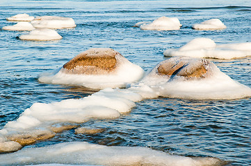 Image showing  ice-covered stones along the shores of the Baltic Sea 