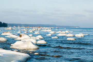 Image showing  ice-covered stones along the shores of the Baltic Sea 