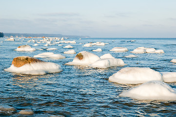 Image showing  ice-covered stones along the shores of the Baltic Sea 