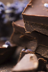 Image showing Homemade chocolate with lavender flowers