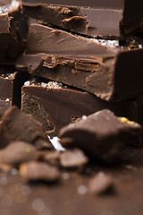 Image showing Homemade chocolate with sea salt