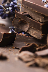 Image showing Homemade chocolate with lavender flowers