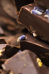 Image showing Homemade chocolate with lavender flowers