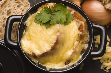 Image showing French onion soup with ingredients