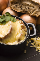 Image showing French onion soup with ingredients