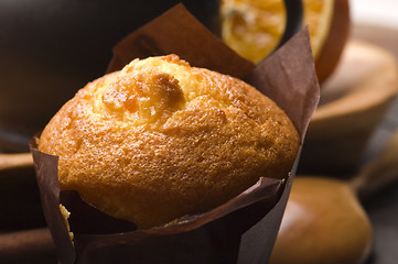 Image showing Homemade cinnamon muffins with coffe