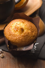 Image showing Homemade cinnamon muffins with coffe