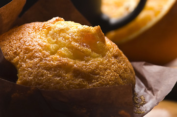 Image showing Homemade cinnamon muffins with coffe