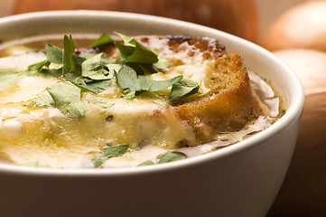 Image showing French onion soup with ingredients