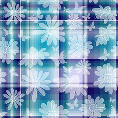 Image showing Repeating floral checkered pattern 