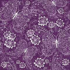 Image showing Violet floral vintage pattern