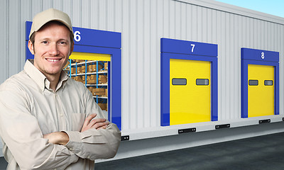 Image showing smiling delivery man