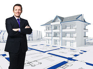 Image showing 3d house and worker