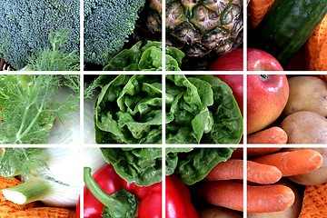 Image showing Fruits and Vegetables full frame collage