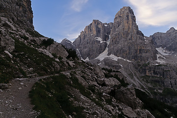 Image showing Hiking trail in the Italian Dolomites