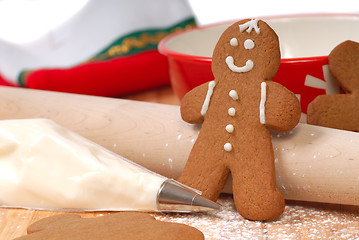 Image showing Making delicious gingerbread men