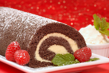 Image showing Christmas Buche de Noel cake