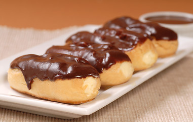 Image showing Delicious chocolate eclairs