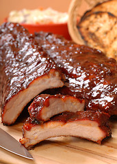 Image showing BBQ Ribs with toasted bread and cole slaw