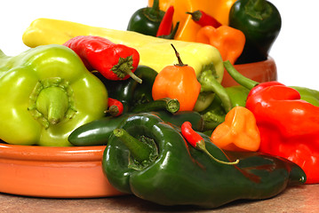 Image showing Variety of chili peppers