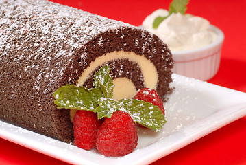 Image showing Christmas Buche de Noel cake