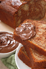 Image showing Banana and chocolate nut bread with Nutella