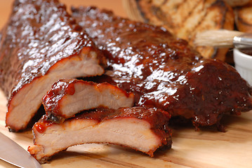 Image showing BBQ Ribs with toasted bread 