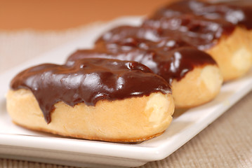 Image showing Delicious chocolate eclairs