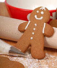 Image showing Making delicious gingerbread men