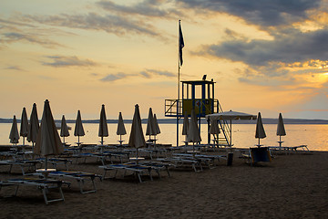 Image showing evening sunset on beach