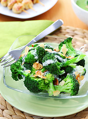 Image showing Broccoli salad with yogurt dressing and roasted almond