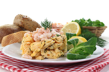 Image showing Scrambled egg with shrimp