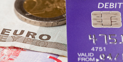 Image showing Focus on debit on card with euro