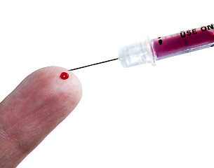 Image showing Injection into finger of senior male