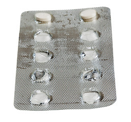 Image showing Foil packet for tablets with two white tablets