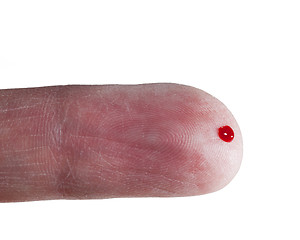 Image showing Drop of blood on finger of male