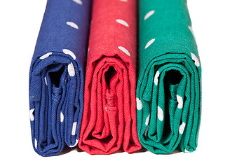 Image showing Red, blue and green handkerchiefs