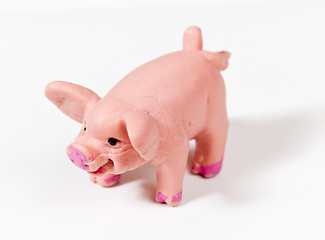 Image showing Small wrinkled plastic pig in macro