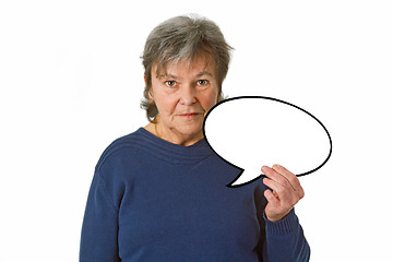 Image showing Female senior with thought bubble