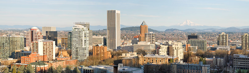 Image showing Portland Oregon Downtown Cityscape with Mount Hood