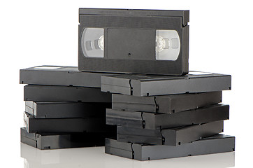 Image showing Pile of videotapes