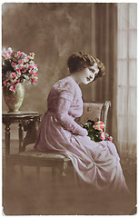 Image showing Woman with Flowers