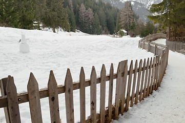 Image showing winter landscape fence