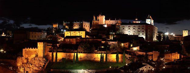 Image showing Night panorama of the city of Caceres