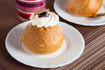 Image showing Rich rolls with a cream, a close up