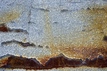 Image showing Rusty sheet steel building wall background closeup 